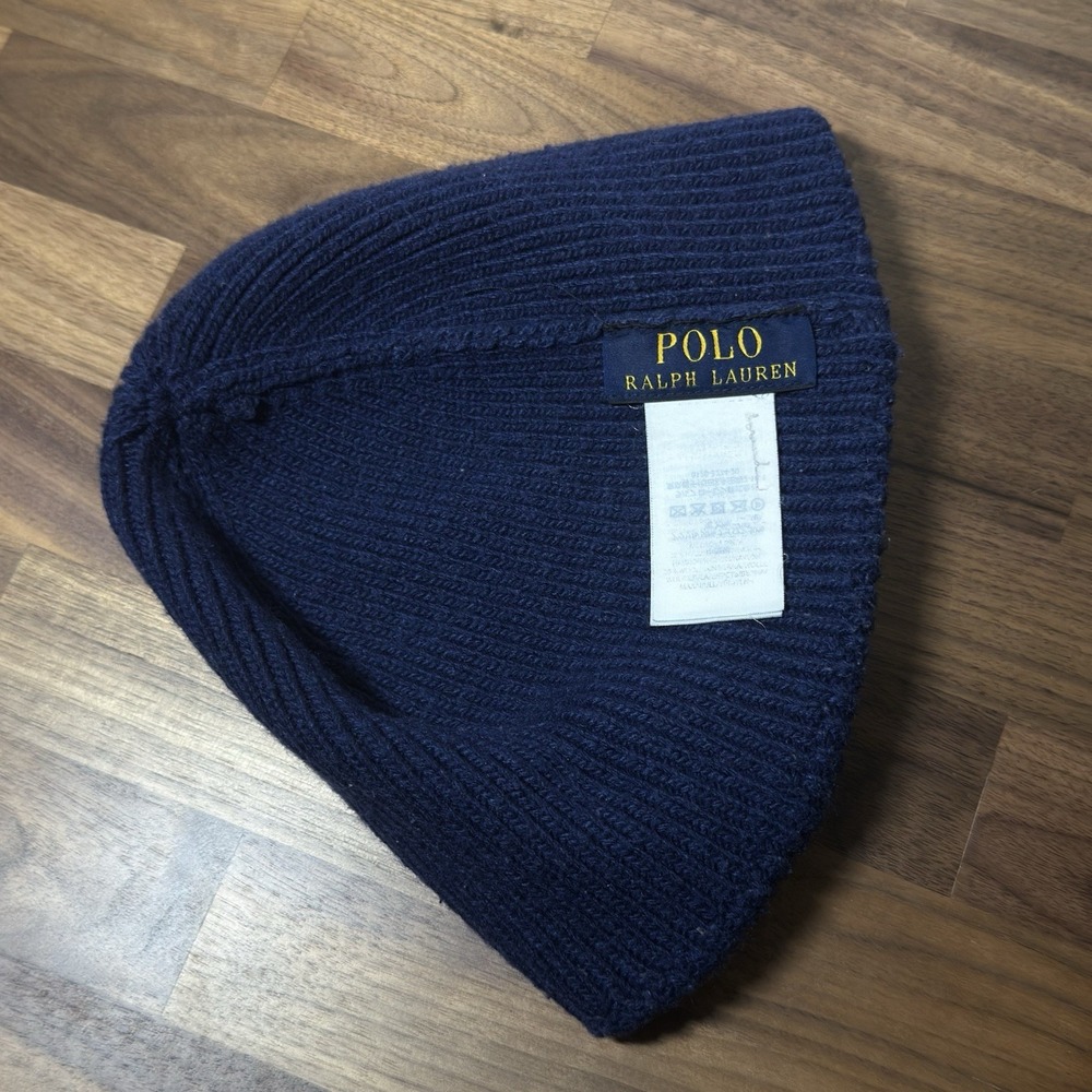 Polo Ralph Lauren Polo Bear Beanie One Size Navy Blue Skully Toque Hat Logo - Picture 4 of 6